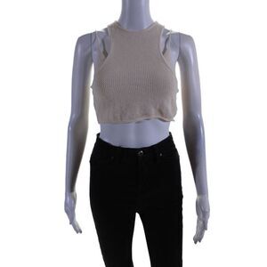 Live the Process Womens Sleeveless Scoop Neck Layered Knit Tank Nude Size S